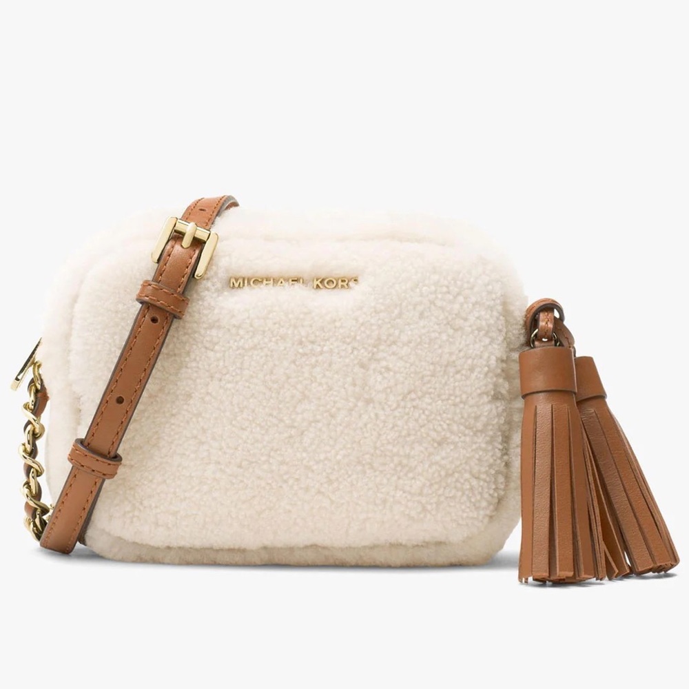 Michael Kors Women's Small White Wool Crossbody Shoulder Handbag
